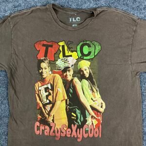 TLC Graphic T-Shirt Mens Size XL Brown CrazySexyCool Vintage 90s Hip Hop Rap Tee